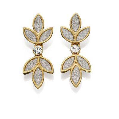 Silver glitter and gold flower drop earrings